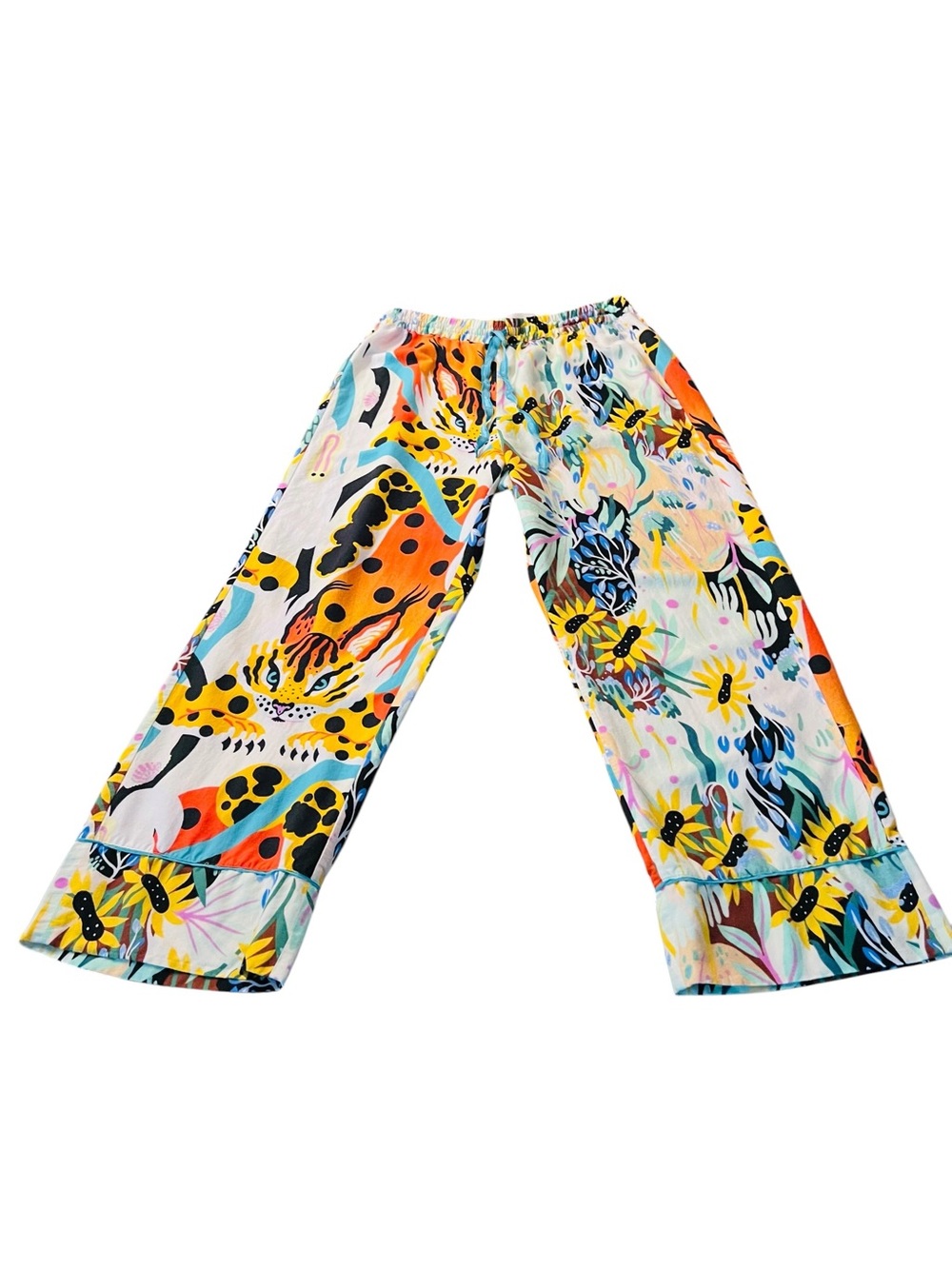 Marcos Navarro For Anthropologie Multicolor Floral & Leopard Print Pajama Bottom